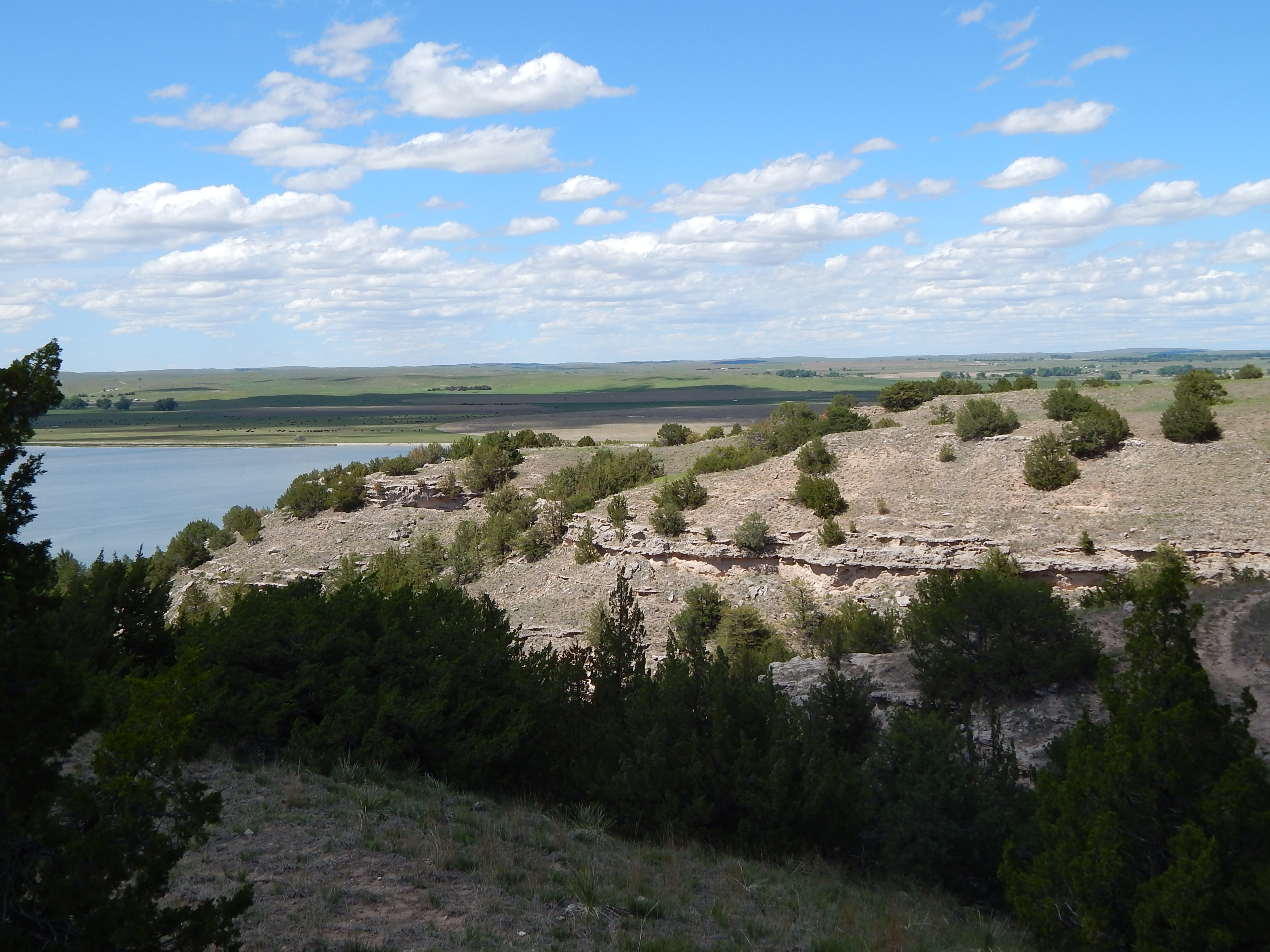 East-facing image of hills and Lake Ogallala