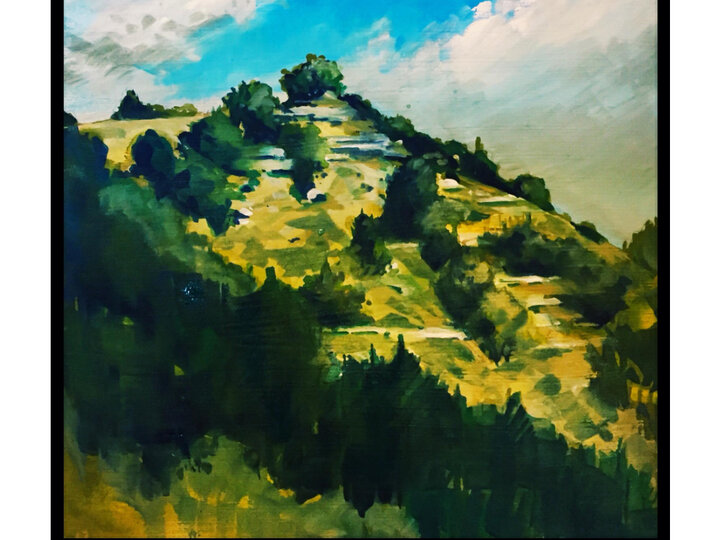 Painting of bluffs in Western Nebraska by T. Powell