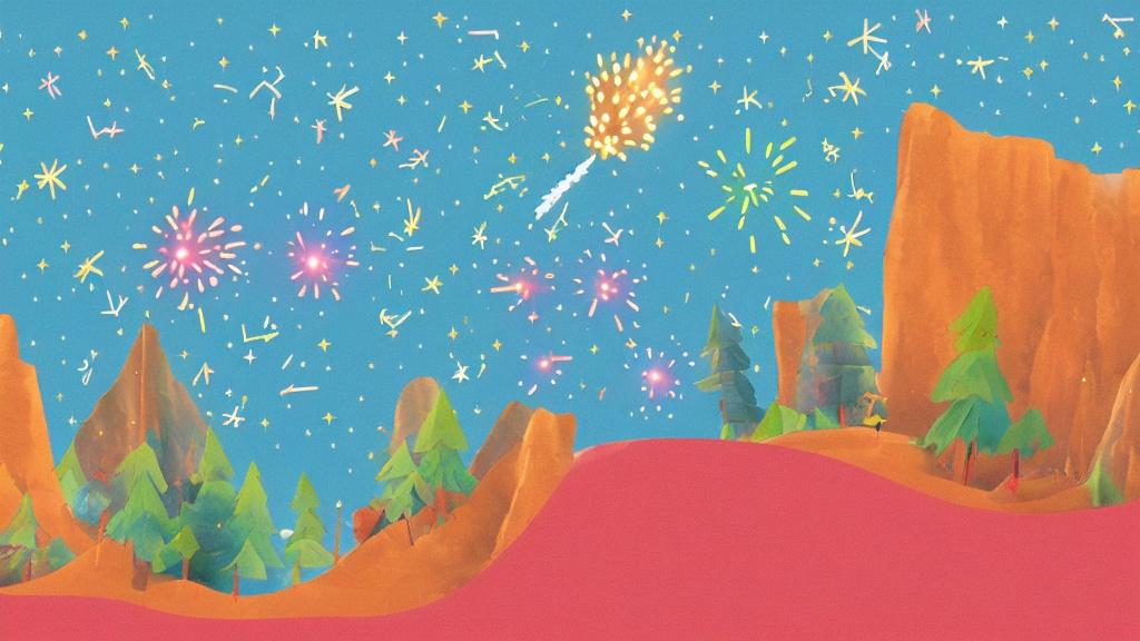 AI rendering of a redcedar box canyon with fireworks